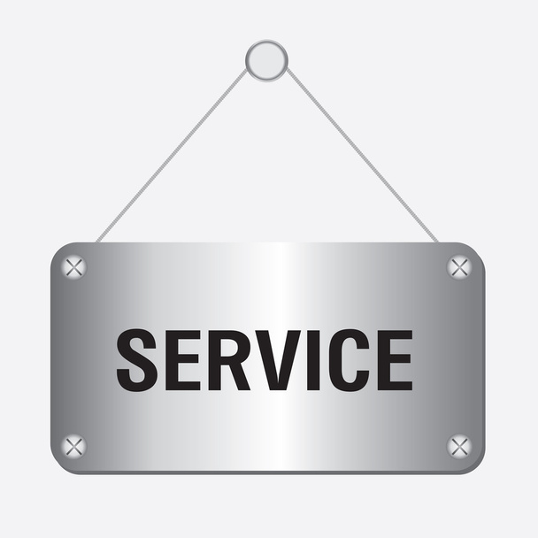 Silver metallic service sign hanging on the wall - Vector, Image