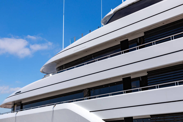 Detail from a luxury yacht at Marina Port Vell, Barcelona, Catalonia, Spain. - Foto, Imagen