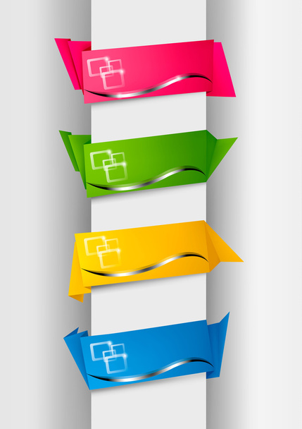 Set of colorful origami paper banners. Vector illustration. - Vetor, Imagem