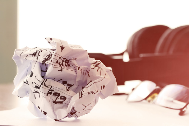 composing music concept with shallow DOF evenly matched  crumple - Photo, Image