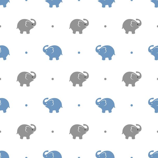 Seamless Pattern with Elephants and Dots - Vektor, obrázek