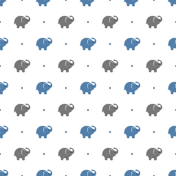 Seamless Pattern with Elephants and Dots - Vector, afbeelding