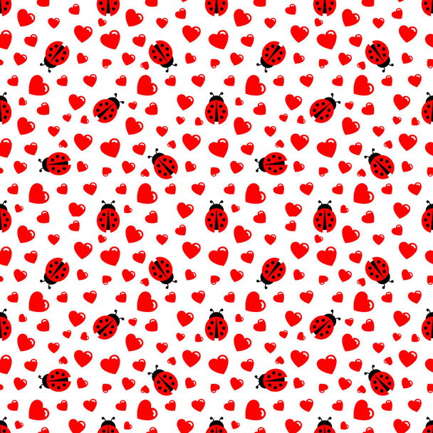 Ladybugs seamless pattern, cartoon vector illustration background - Vettoriali, immagini