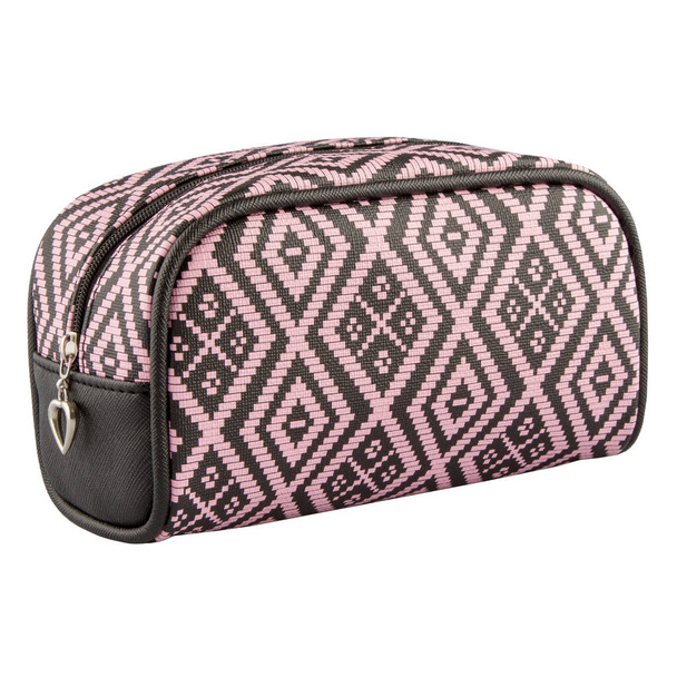 Stylish pink cosmetic bag. Cosmetic bag on a white background. - Photo, Image