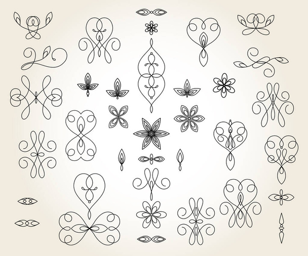 Set of  decorative elements for design isolated, editable. From the largest and best collection of decorative elements .Linear design . - Vector, imagen