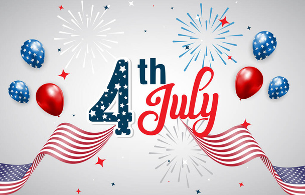 american independence day 4th of july banner with abstract gradient white background design - Vektör, Görsel