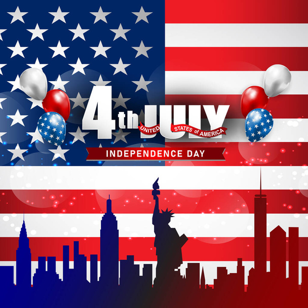 4th of july america independence day square banner for social media post with abstract gradient blue white and red background3 - Διάνυσμα, εικόνα