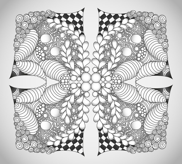 Adorno de zentángulo monocromo abstracto
 - Vector, Imagen