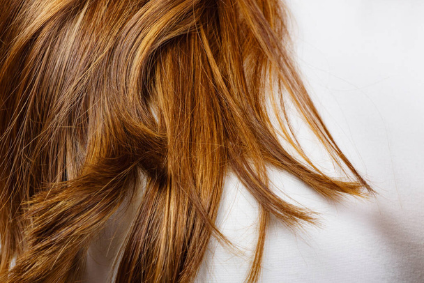 Detail view. Woman with long shiny brown hair, healthy ends - Fotoğraf, Görsel