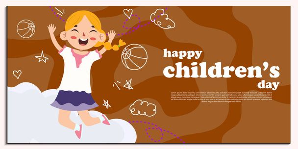vector flat happy children's day - Vetor, Imagem