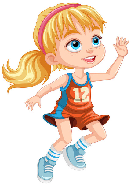 Cute basketball player cartoon character illustration - Διάνυσμα, εικόνα