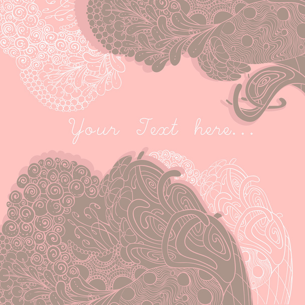 Cartão com ornamento Zentangle em rosa
 - Vetor, Imagem