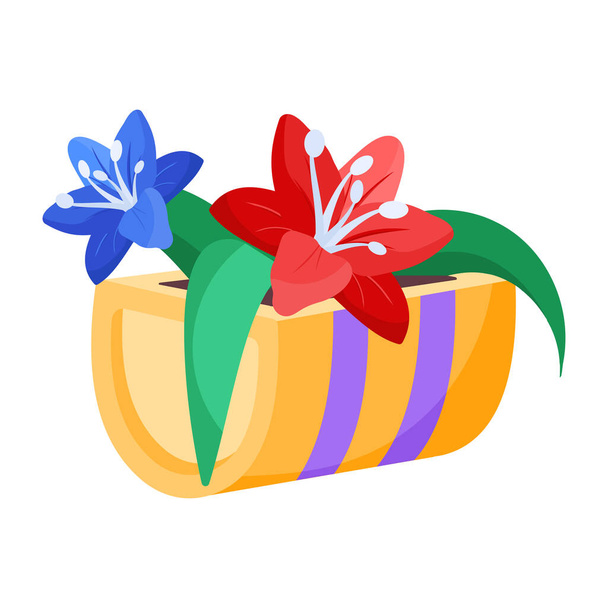 isolated flower pot design with beautiful flowers - Vector, imagen