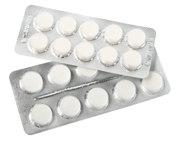 White pills in metallic blister - Foto, afbeelding