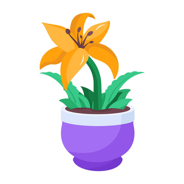 flower pot design with beautiful flowers isolated on white background - Vetor, Imagem