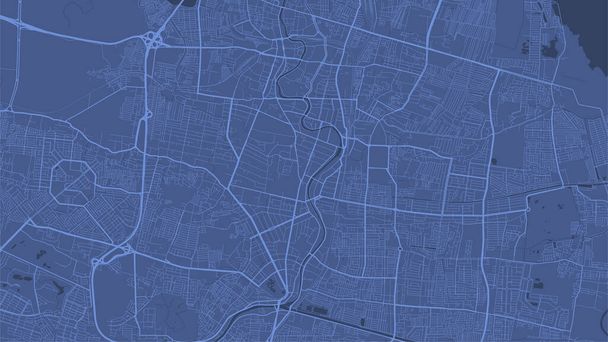 Pozadí Mapa Surabaya, Indonésie, plakát modrého města. Vektorová mapa se silnicemi a vodou. Širokopásmový poměr, digitální plán plochého designu. - Vektor, obrázek
