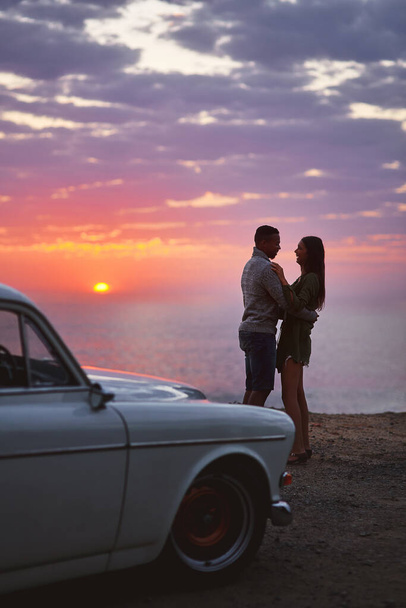 You make my life beautiful. a young couple making a stop at the beach while out on a road trip - Zdjęcie, obraz