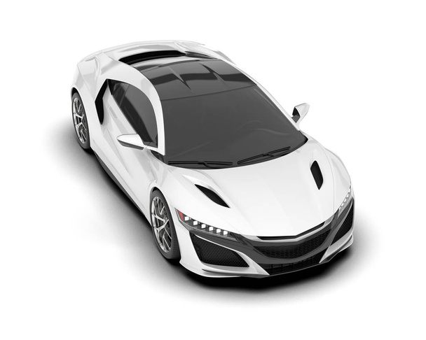 White sport car isolated on white background. 3d rendering - illustration - 写真・画像