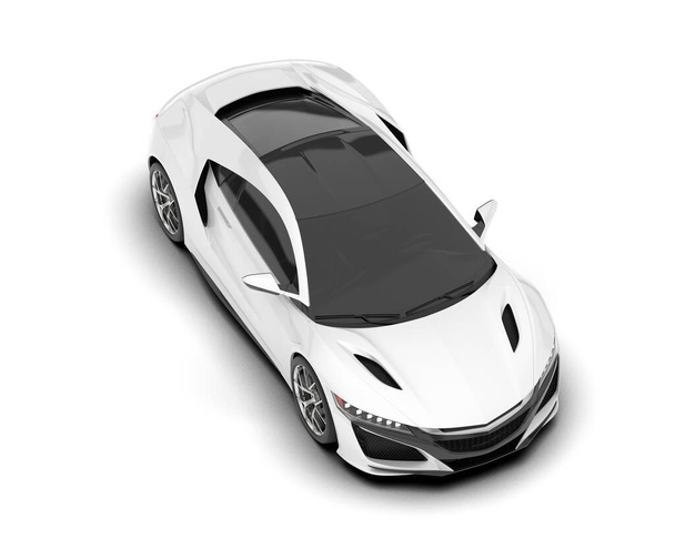 White sport car isolated on white background. 3d rendering - illustration - Zdjęcie, obraz