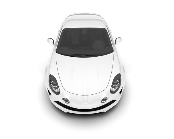 Biały samochód sportowy izolowany na białym tle. 3d renderowanie - ilustracja - Zdjęcie, obraz