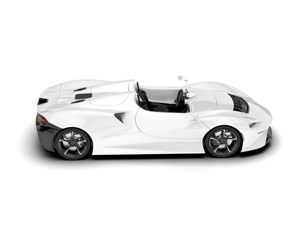 白いスポーツカーは白い背景に隔離された。3Dレンダリング-イラスト - 写真・画像