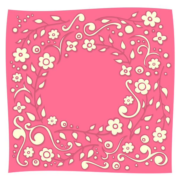 Round floral doodle - Vector, imagen