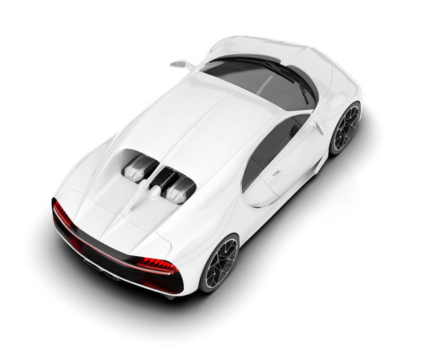 Bílé sportovní auto izolované na bílém pozadí. 3D vykreslování - ilustrace - Fotografie, Obrázek