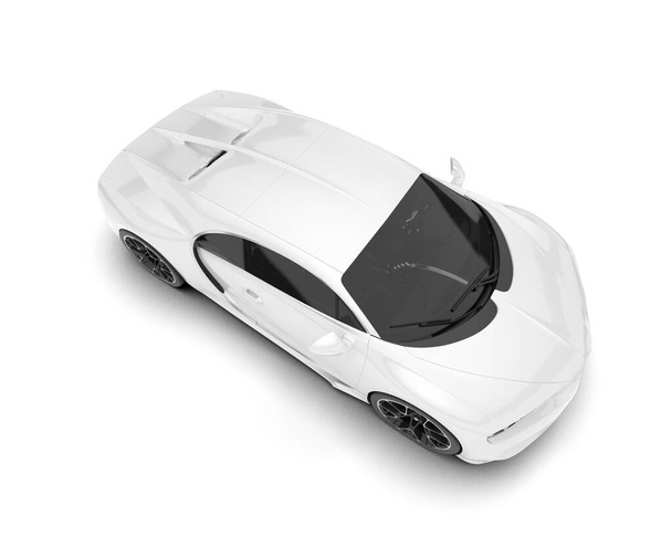 Biały samochód sportowy izolowany na białym tle. 3d renderowanie - ilustracja - Zdjęcie, obraz
