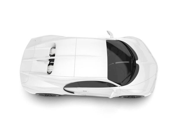 Fehér sportkocsi elszigetelt fehér háttérrel. 3d renderelés - illusztráció - Fotó, kép