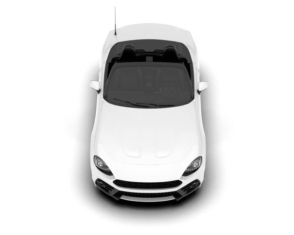 Witte sportwagen geïsoleerd op witte achtergrond. 3d weergave - illustratie - Foto, afbeelding