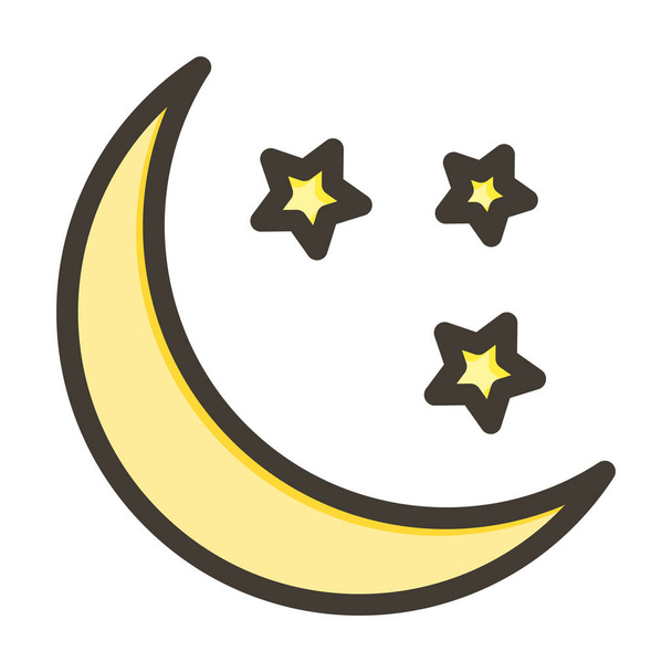 Луна и звезда Толстая линия заполненные цвета для личного и коммерческого использования - Вектор,изображение