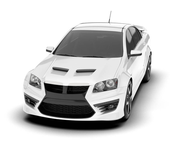 Λευκό σπορ αυτοκίνητο που απομονώνονται σε λευκό φόντο. 3D απόδοση - εικονογράφηση - Φωτογραφία, εικόνα