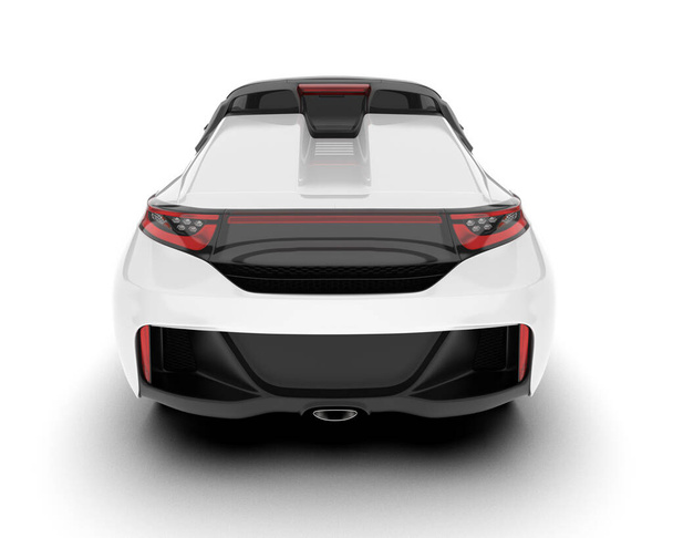 Bílé sportovní auto izolované na bílém pozadí. 3D vykreslování - ilustrace - Fotografie, Obrázek