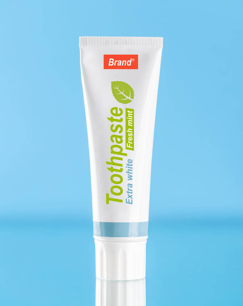 A clean and refreshing image featuring toothpaste, promoting oral hygiene and a bright smile - Photo, Image