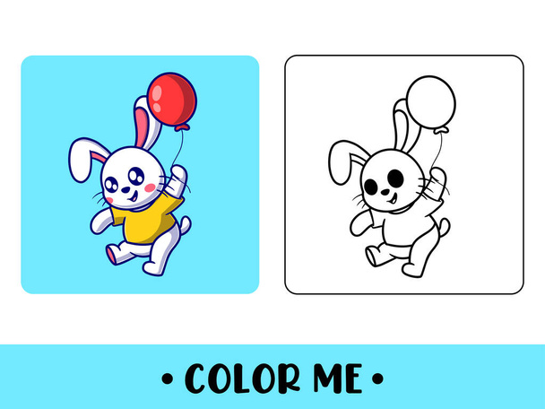 Coloring book cute animal for education. cute bunny black and white illustration - ベクター画像