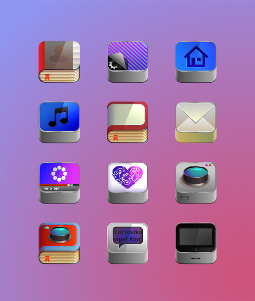 Detailed icons for smartphone - Vector, Imagen