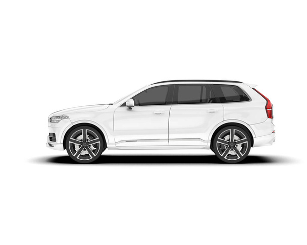White SUV isolated on white background. 3d rendering - illustration - Photo, image
