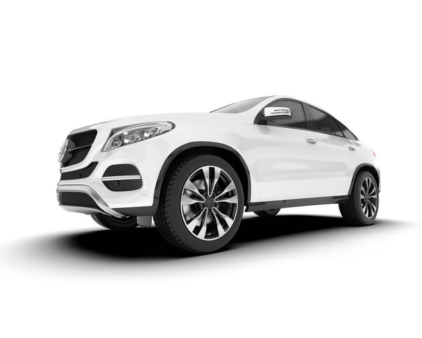 White SUV isolated on white background. 3d rendering - illustration - Photo, Image