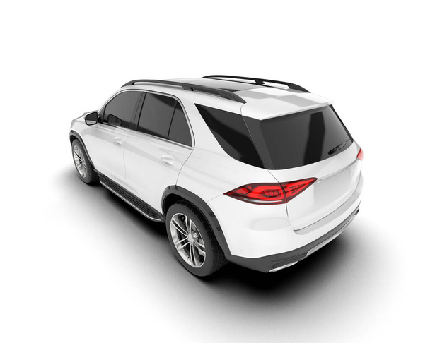 Weißer SUV isoliert auf weißem Hintergrund. 3D-Darstellung - Illustration - Foto, Bild