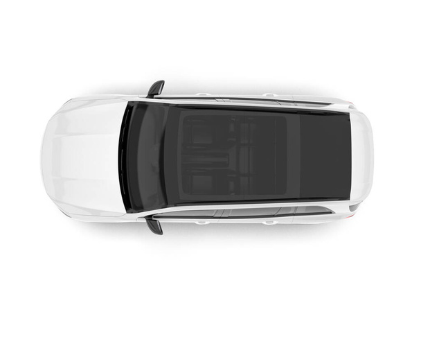SUV blanco aislado sobre fondo blanco. representación 3d - ilustración - Foto, imagen