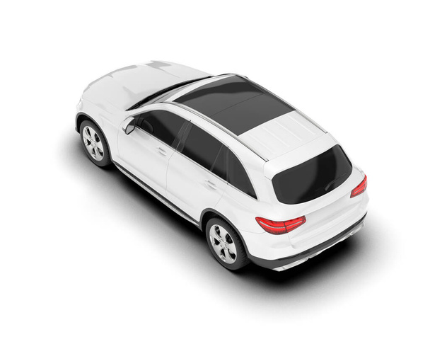 SUV branco isolado em fundo branco. renderização 3d - ilustração - Foto, Imagem