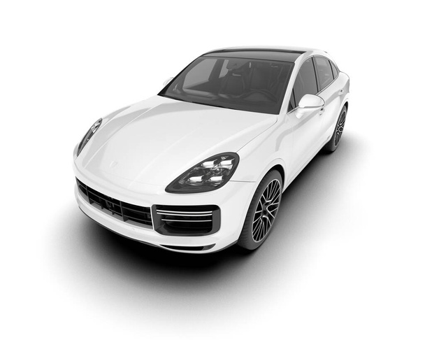 SUV bianco isolato su sfondo bianco. rendering 3d - illustrazione - Foto, immagini