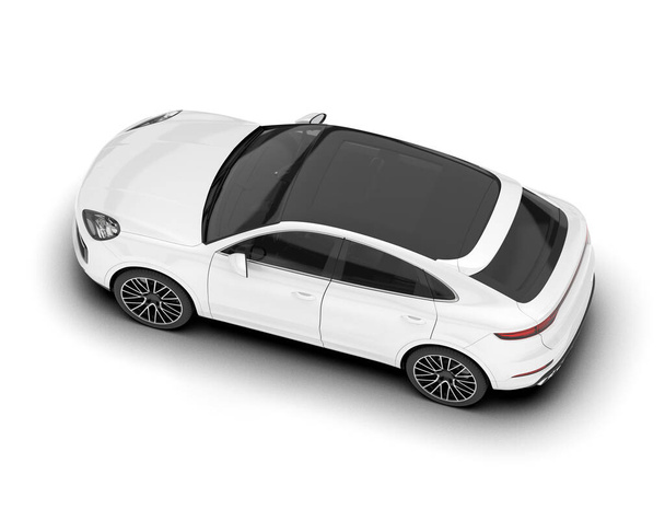 SUV bianco isolato su sfondo bianco. rendering 3d - illustrazione - Foto, immagini