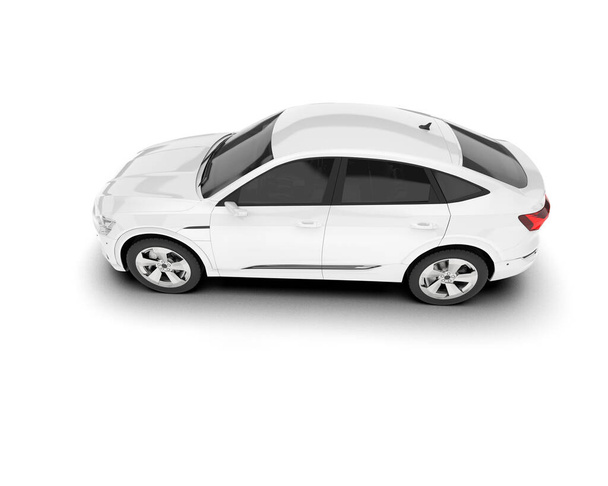 Biały SUV izolowany na białym tle. 3d renderowanie - ilustracja - Zdjęcie, obraz
