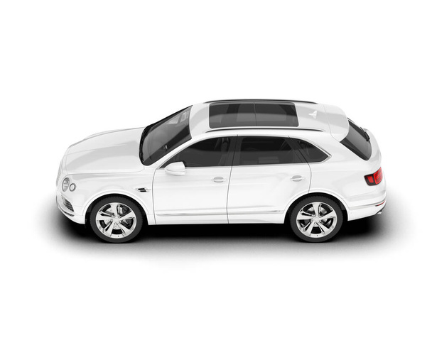 Witte SUV geïsoleerd op witte achtergrond. 3d weergave - illustratie - Foto, afbeelding