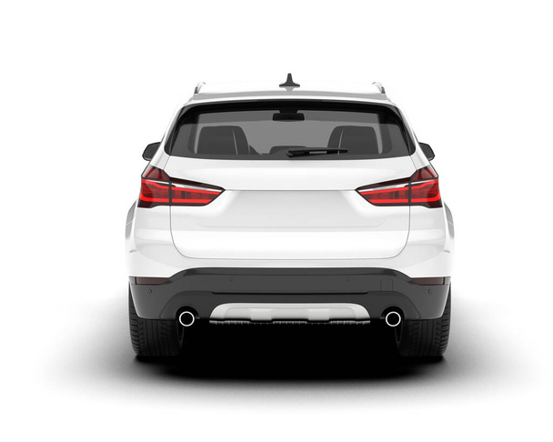 Bílé SUV izolované na bílém pozadí. 3D vykreslování - ilustrace - Fotografie, Obrázek