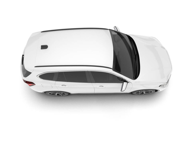 SUV blanco aislado sobre fondo blanco. representación 3d - ilustración - Foto, imagen