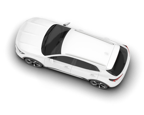 Λευκό SUV απομονωμένο σε λευκό φόντο. 3D απόδοση - εικονογράφηση - Φωτογραφία, εικόνα