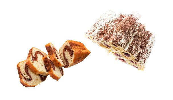 Varios dulces - rollos y pastel
  - Foto, imagen