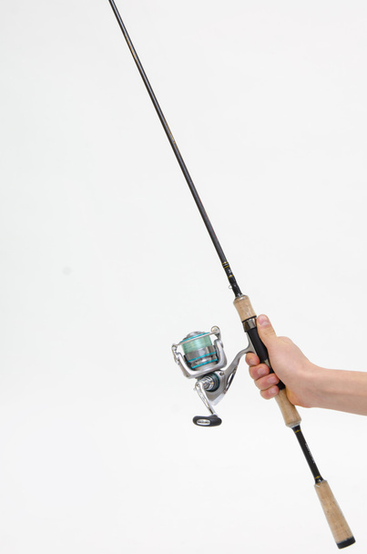 Thin rod with attached reel in hand - Photo, Image